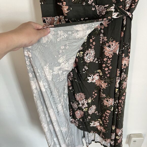 LOFT Plus Size 20 Floral Wrap Maxi Dress Sleeveless V-Neck Tie Waist NWT - Picture 4 of 12